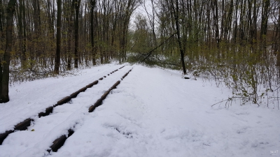 Заснеженный перегон (аномальный снег в апреле 2017 г.)
