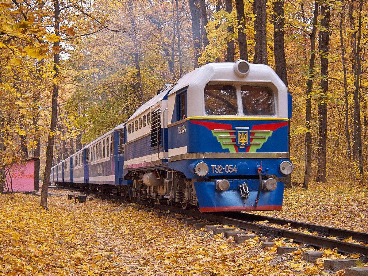 ТУ2-054  с составом 'Украина' отправляется со станции Лесопарк