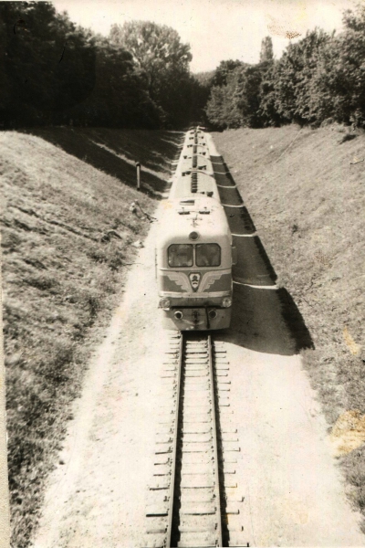 ТЭУ3-001 с поездом на перегоне
