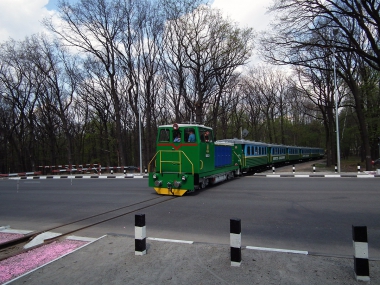 ТУ7А-3198 с поездом 'Юность Южной' на переезде