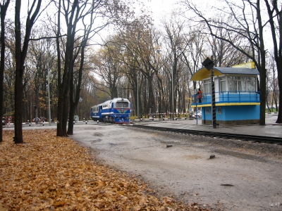 ТУ2-054 с составом 'Украина' на переезде