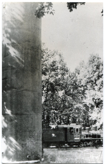Паровоз ЛК159-02 возле водонапорной башни на ст. Лесопарк